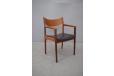 Vintage teak frame carver dining or desk chair with original black upholstery seat - view 7