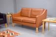 Vintage ox leather upholstered 2 seat sofa designed and produced by Mogens Hansen