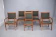 1960s Danish design dining chairs in original green upholstery