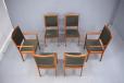 Midcentury Danish design set of 6 teak frame dining chairs produced 1960s