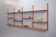 Midcentury modern design teak and brass modular shelving system for sale