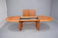 Set of 6 vintage cherry wood in alcantara upholstery with matching dining table