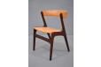 Vintage Henry Kjaernulf design dinign chair in teak with orange vinyl upholstery