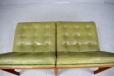 Vintage moduline 2 seater sofa with green upholstery and teak frame 