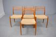 restored vintage teak dining chairs model 78 designed by Niels Moller with new woven papercord seats