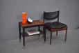 Vintage rosewood and black laquered side table on wheels - view 9