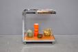 Chrome frame drinks trolley with glass and teak shelves | Howard Miller - view 3