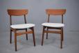 Pair of vintage teak farstrup dining chairs with new upholstered seats