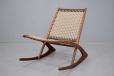 1960s vintage teak rocking chair with new woven papercord seat and back