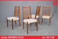 Set of 4 high back teak dining chairs with cream upholstery | Mogens Kold - view 1