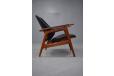 rare teak and black vinyl armchair designed by Arne Hovmand Olsen and produced by Mogens Kold