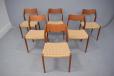 1951 design vintage teak frame dining chairs designed by Niels Moller