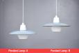 Midcentury design pendant light with opaline glass core for sale