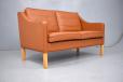 Neat 2 seat box frame ox leather upholstered sofa designed and produced by Mogens Hansen