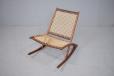 Vinatge 1960s teak frame dining chair with new woven papercord back and seat rest