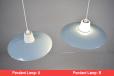 1960s design Opaline glass pendant light with grey metal lampshade