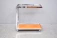 Chrome frame drinks trolley with glass and teak shelves | Howard Miller - view 4