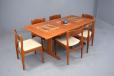 Vintage teak dining table with tile top extending with one extra leaf for sale