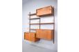 2 bay modular ROYAL system wall mounted storage unit in vintage teak