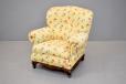 1940s vintage oversized armchair with yellow fabric upholstery