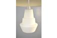 Vintage opaline glass core pendant light with grey shade - view 10