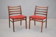 Vintage teak dining chair with red upholstered seat