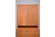 Vintage Danish modular wall unit comprising of teak cabinet with shelves and 6 drawer base unit design by hans wegner