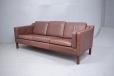 Midcentury danish design 3 seater ox leather sofa on beech legs