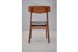 Vintage teak frame dining chair with black vinyl upholstery - view 8