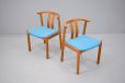 Set of 4 vintage teak dining chairs with blue wool upholstery - view 5