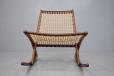 Teak frame rocking chair with woven papercord seat made in denmark for sale