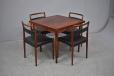 Vintage rosewood square top dining table with 2 hidden extra leaves for sale