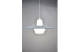 Midcentury Pendant light featuring translucent opaline glass core