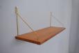 Vintage teak wall mounted display shelf with brass supports | PS System - view 9