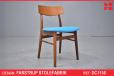 Vintage teak frame dining chair with blue woven upholstery - view 1