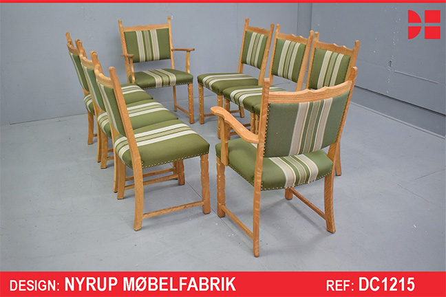 Set of 8 oak frame farmhouse dining chairs | Nyrup Mobelfabrik