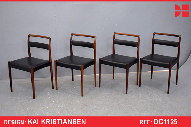 Set of 4 Kai Kristiansen rosewood and leather dining chairs | OD69