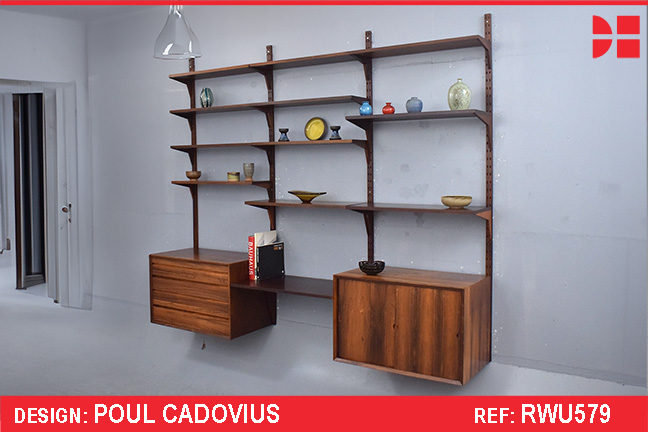 Poul Cadovius 3 bay CADO shelving system in roseewood