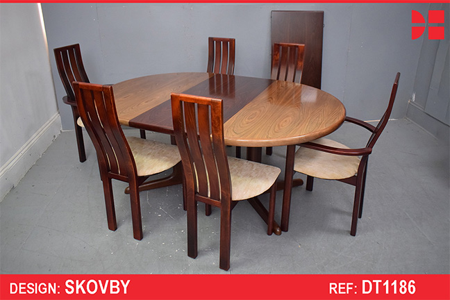 Skovby mobelfabrik round pedestal dining table in rosewood