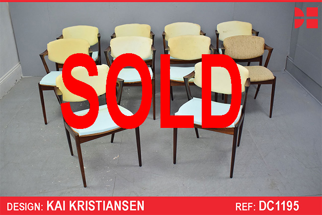 RARE Set of 10 Model 42 dining chairs in Vintage rosewood | Kai Kristiansen