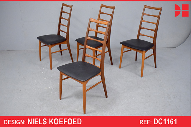 Niels Koefoed high back teak dining chairs model LIS | Set of 4