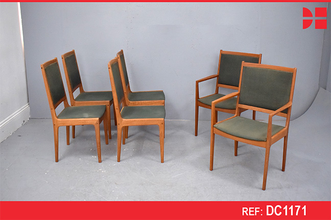 Set of 6 vintage teak dining chairs for reupholstery