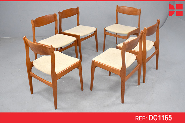 Set of 6 vintage teak dining chairs made in the 1980s