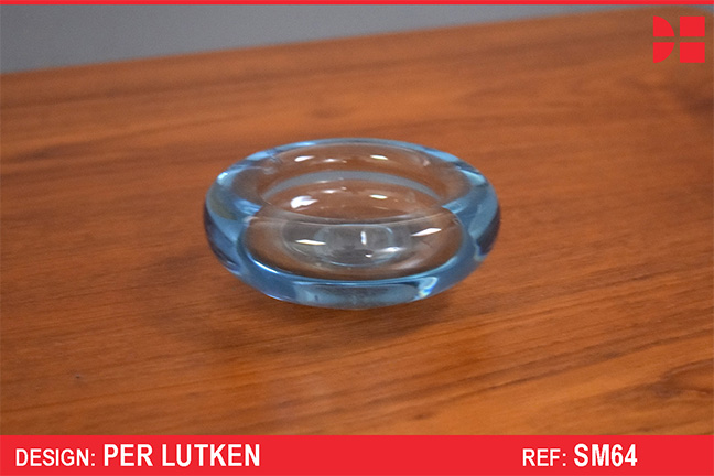 Per Lutken design blue glass tealight holder | Holmegaard