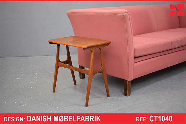 Small teak side table with angled legs | Danish Mobelfabrik