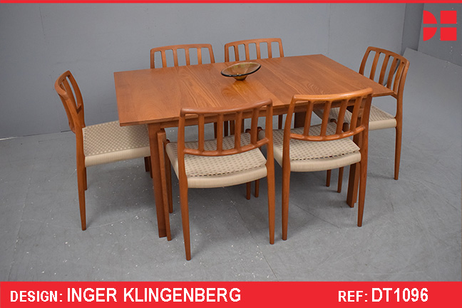 Solid teak extendable vintage dining table - Inger Klingenberg design