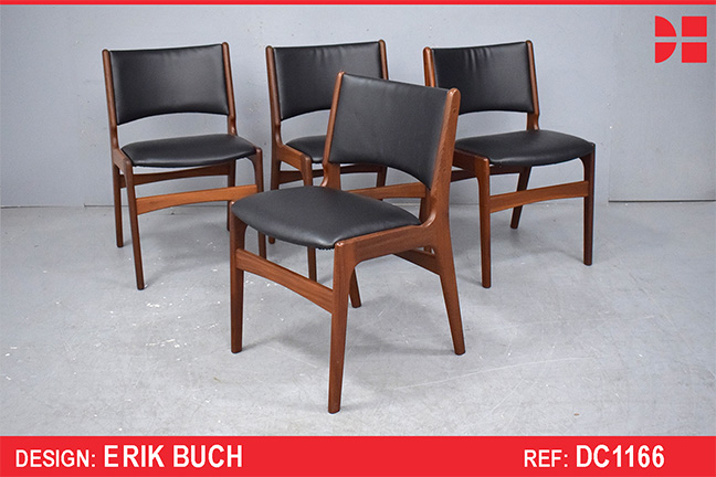 Set of 4 Model 38 dining chairs in NEW vinyl upholstery | Erik Buch