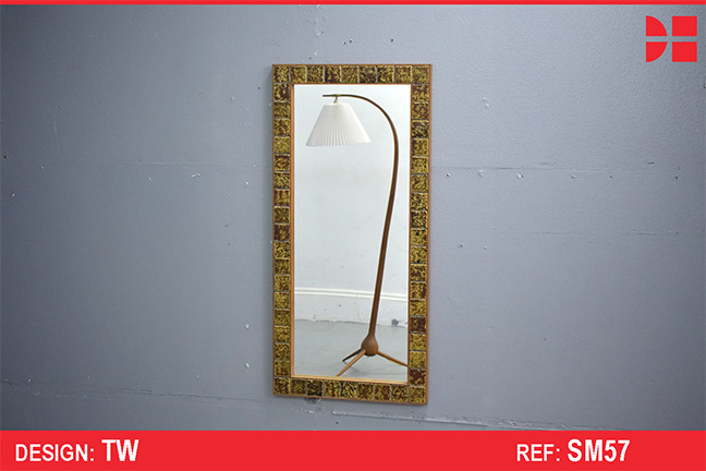 Vintage wall mounted mirror with tiled frame