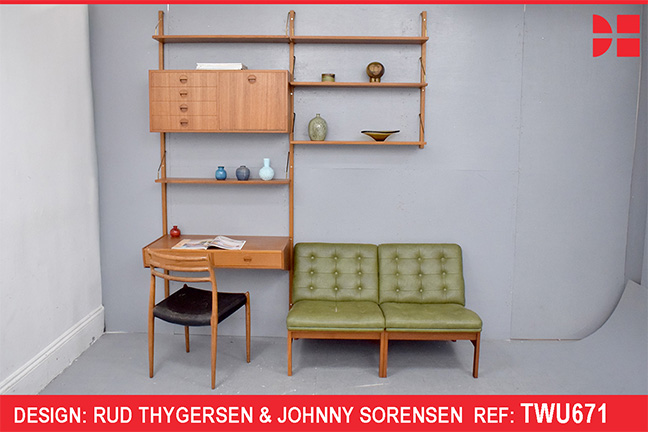 Rud Thygersen and Johnny Sorensen design HG ystem in teak with writing desk