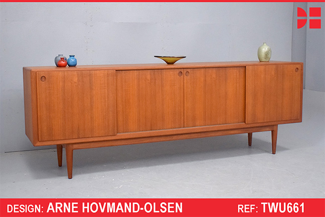 Large vintage teak sideboard designed by Arne Hovmand-Olsen